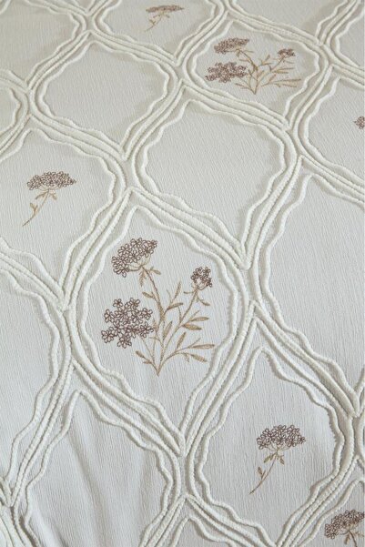 Çeyiz Diyarı Abuda Embroidered Chenille 2-Piece Single Bedspread