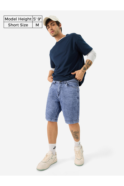 The Souled Store By Styli Men Blue Denim Shorts with Pockets