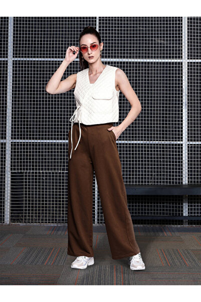 Sassafras By Styli Women Brown Solid Terry Drawstring Joggers