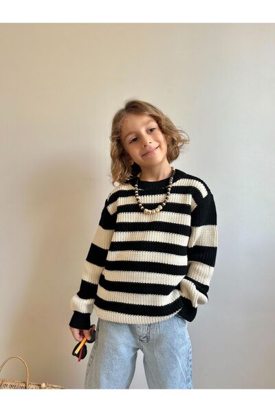 Patriko Boys' Striped Knitted Sweater Denim Jean Pants Stylish New Season Winter Bottom Top Set 3-10 Years