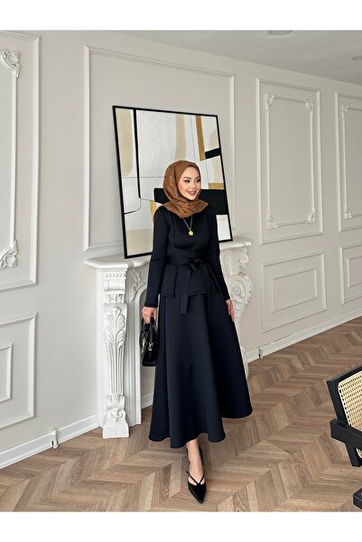 Blue Morpho Puf Scuba Fabric Belted Skirt Set