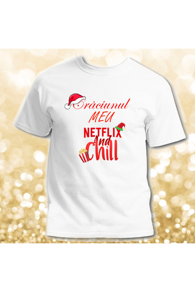 OEM Tricou barbat Netflix and Chill Christmas 100%bumbac