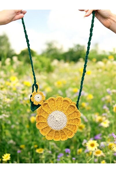 EL ÖRGÜSÜ SANATI حقيبة كتف للأطفال بتصميم زهرة الأقحوان