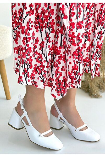 Kanonik Education Jecci White Skin Heeled Shoes