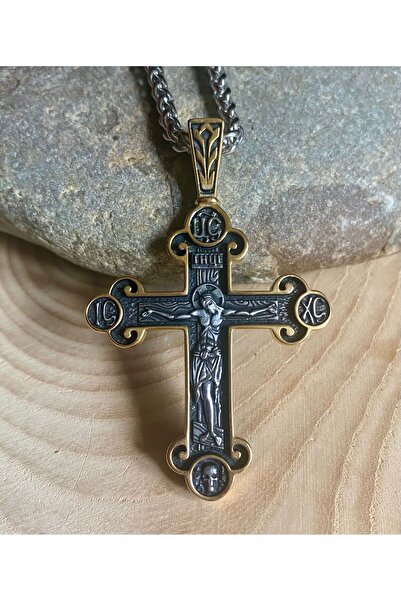 Viking Cross Haç Tasarım S+ Kalite 316L Paslanmaz Kararmaz Çelik Kolye
