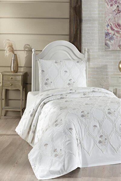Çeyiz Diyarı Abuda Embroidered Chenille 2-Piece Single Bedspread