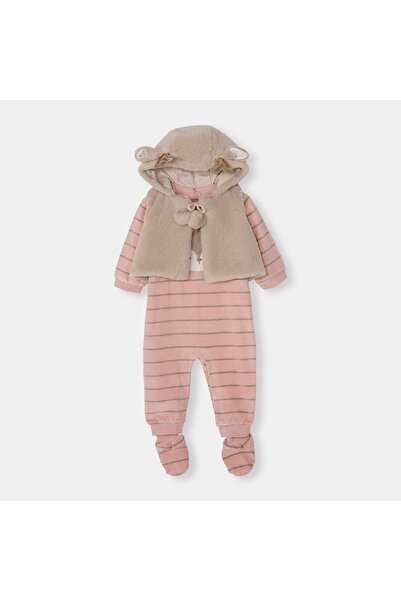 İNDİGO Yıl Başı Temalı Kız Bebek Kadıfe Tulum