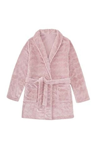 OEM Women's Winter Bathrobe Pink with Raised Hearts - One Size