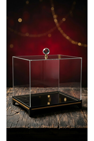 ADENZ Bohça Çeyiz Nişan Kutusu Gold - Damat Gelin Bohçası Şeffaf Pleksi