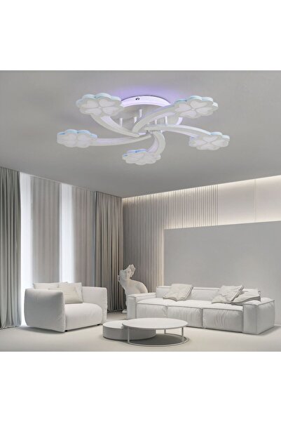 RFAN LED Chandelier, With Remote Control, 3 Types of Light Plus RGB Light, 92+12W, White
