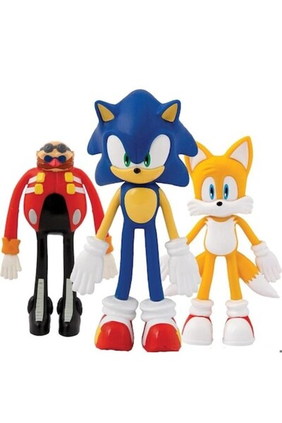 Sonic Set 3 Figurine Bend-Ems, Dr. Eggman Tails, 12CM cu Sticker