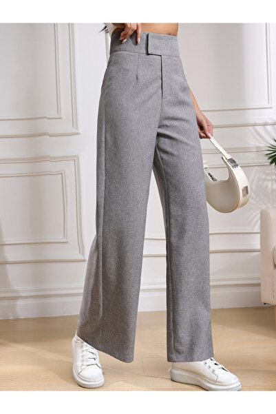 Take Two By Styli Grey High Rise Flared Trousers
