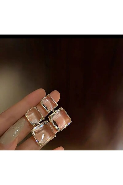 Enanice Square Transparent Drop Earrings