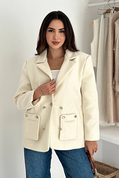 AsprinFashion Jachetă elastică în talie, cremă