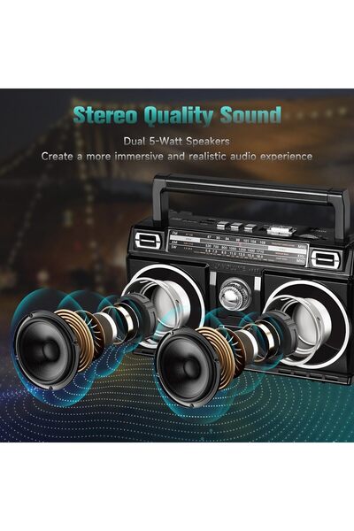 Generic Specton Portable AM/FM/SW Radio Bluetooth 5.3, Solar/USB-C, TF/USB Player, Dual Speakers, LED