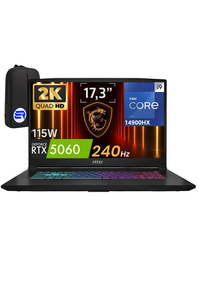 MSI KATANA 17 HX B14WFK-217TREP3 i9-14900HX 32GB 2TB SSD RTX5060 W11 17.3" QHD 240Hz + ElektroPasaj ÇNT
