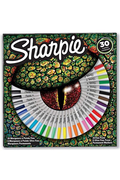 Sharpie Permanent Marker Set – 30 Colours, Fine & Ultra Point (LizaRed Box)