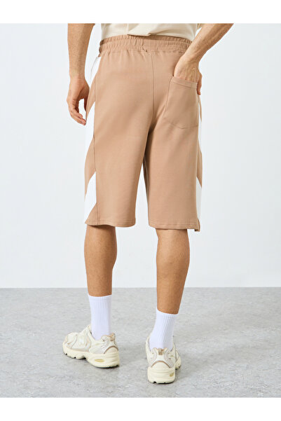 Styli Oversized Cotton Terry Block Striped Shorts