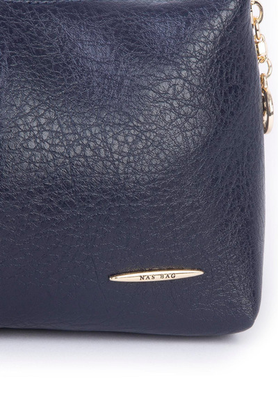 Nas Bag Women's Mini Shoulder and Crossbody Bag with Braided Strap - Navy Blue Victoria