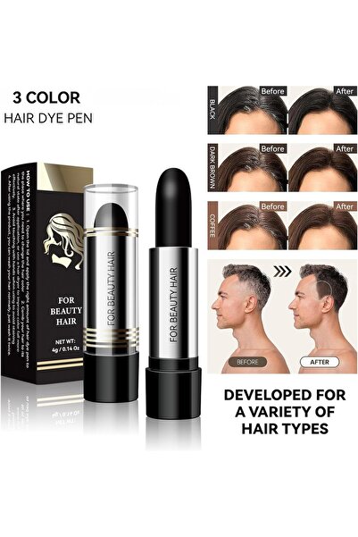 AZONEE Semi-Permanent Waterproof Temporary Hair Color Pen for Gray Coverage, Pack of 2 (Brown #02)