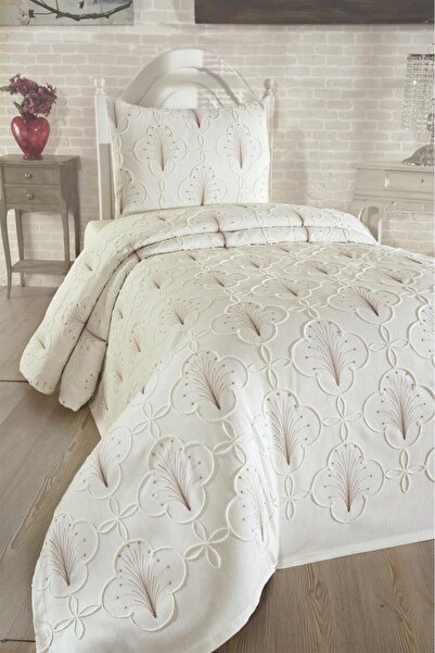 Çeyiz Diyarı Sonay Nakışlı Şönil 2 Parça Tek Kişilik Yatak Örtüsü