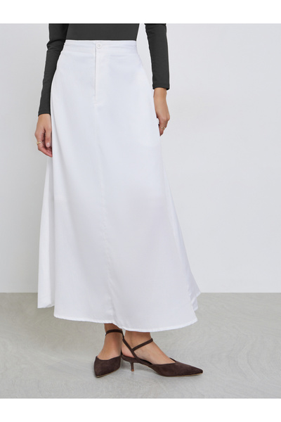 Styli Off-White A-Line Maxi Skirt