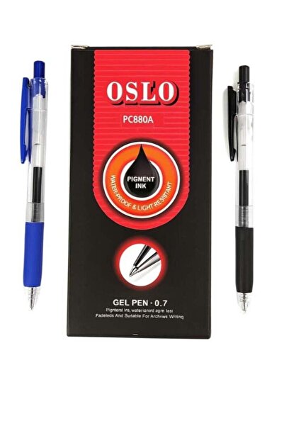 Oslo Gel Pen 0.7mm – Black (6) & Blue (6) – Pack of 12