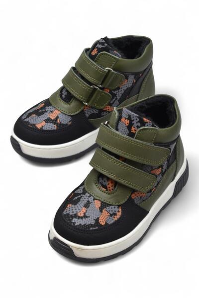 ISPARTALILAR 114A Orthopedic Sole Leather Velcro Girls' Boots Velcro Boys' Leather Boots Unisex Boots