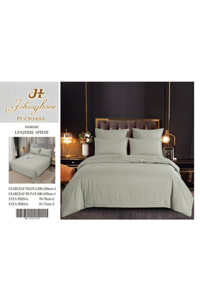 FIONNA.RO Damask Cotton Linen 6 Pieces - Grey - Green