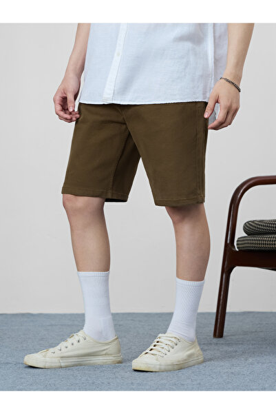 The Souled Store By Styli Men Brown Knee Length Plain Denim Shorts
