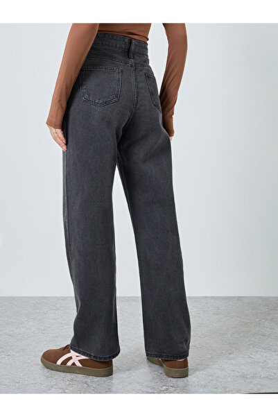 Styli Mid Rise Plain Wide Leg Jeans