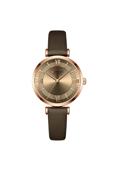 Curren Ceas de damă maro-auriu – Ceas elegant cu cadran auriu, carcasă aurie ...