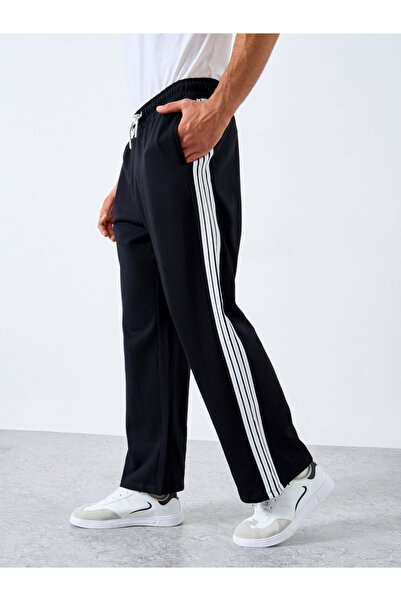 Styli بنطال رياضي من الصوف بشريط جانبي قصة فضفاضة