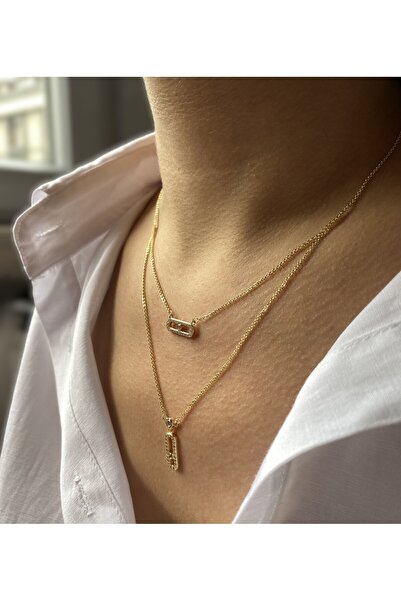 GOX قلادة حجرية بيضاوية ذات صف مزدوج