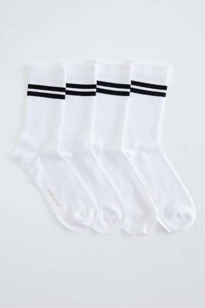 BONY SOCKS Опаковка от 4 бели раирани чорапа