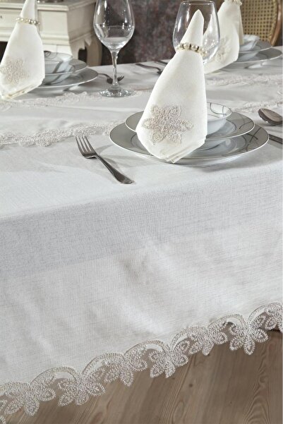 Çeyiz Diyarı Τραπεζομάντιλο Latife 26 τεμαχίων κρέμα