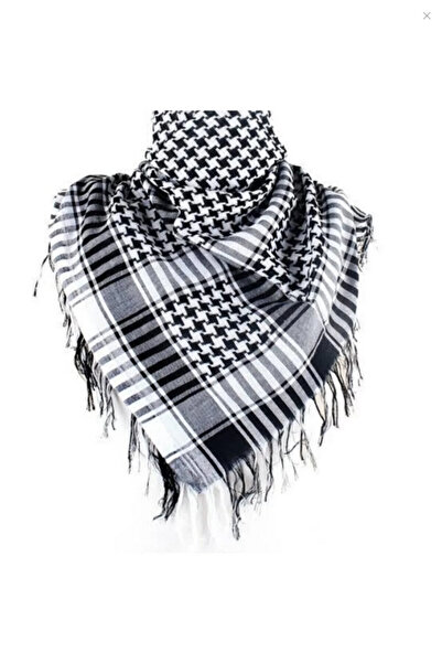 DİGİFULL Puşi Kefiye Şal Siyah Beyaz Renk Filistin Şalı Kürt Puşisi