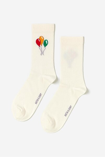 BONY SOCKS Печатен комплект от 4 чифта чорапи, цвят екрю