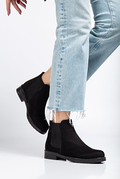 Budi 165-230 Black Suede Elastic Daily Women's Boots