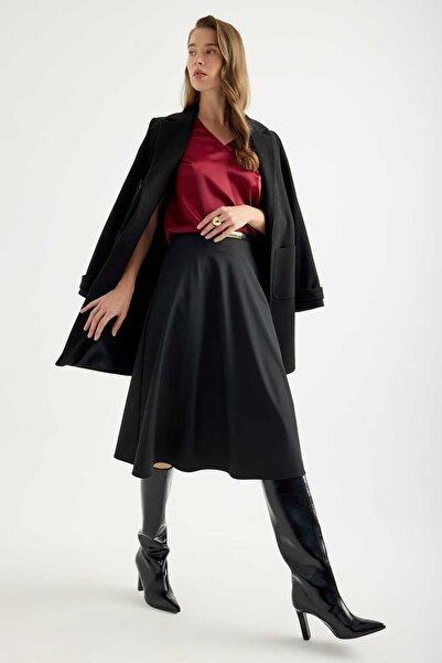 Masha Kate Black Flared Skirt