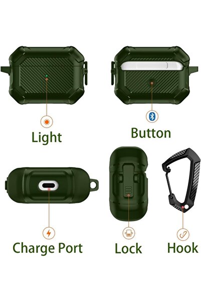 Alstrap Armor Case Compatible with AirPods Pro 3 – Carbon Fiber Pattern, Impact Protection, with Keychain