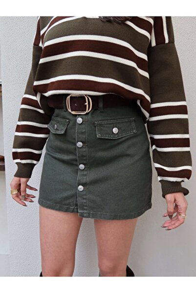 ESRAHELVACI Denim Skirt with Flap Pockets