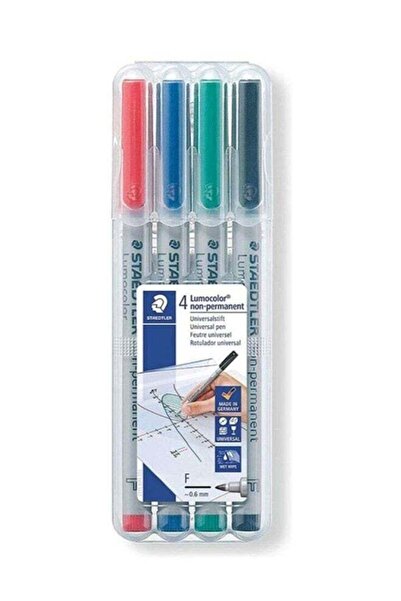 Staedtler Lumocolour Fine Point Waterbased Permanent Marker Set, Multicolour, Pack of 4