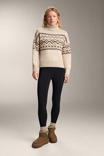 Oysho Jacquard knit high-neck jumper 10% wool