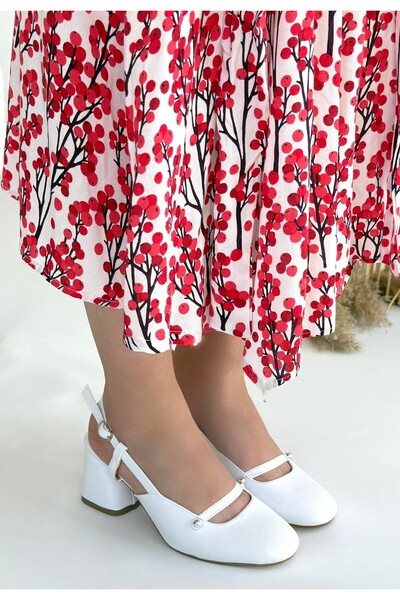 Kanonik Education Jecci White Skin Heeled Shoes