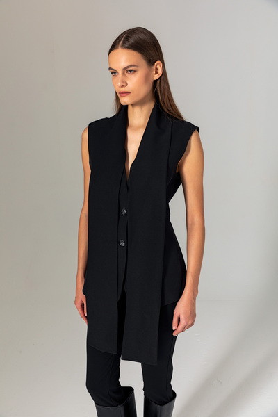 Berr-ın Shawl Detailed Vest Black