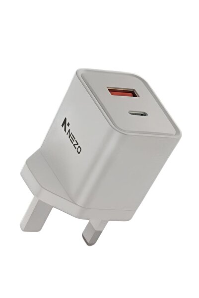 Generic 25W Fast Charging Charger with USB and Type-C Ports and Type-C Charging Cable (White)