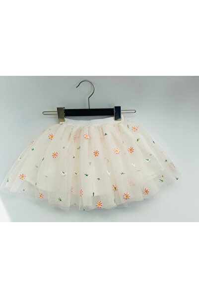 Zebra Baby Girl Flower Embroidered Lined Tutu Skirt