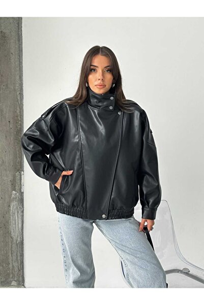 mydukkan.co قصة فضفاضة سترة جلدية أيقونية