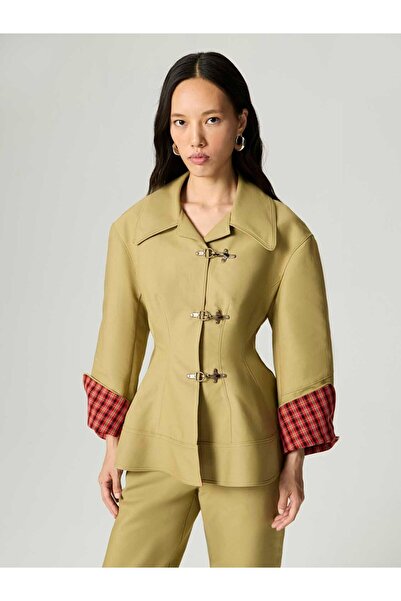 Nocturne Plaid Cuffed Jacket with Hook Accessories